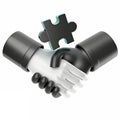 3D icon, Handshake with Puzzle Piece Icon, black theme Royalty Free Stock Photo