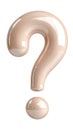 3d icon hovering beige question mark wondering, against transparent background, representing questioning, Glossy seeking Royalty Free Stock Photo
