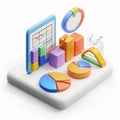3D icon illustrating financial budget planning on a white background Royalty Free Stock Photo