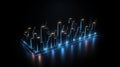 3D icon illustration of glowing building figure on black background generative AI