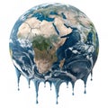 Melting earth 3D icon illustration isolated on white background Royalty Free Stock Photo