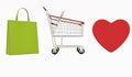 3D icon illustration Online shopping icon, cart icon, love icon