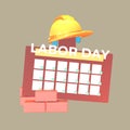 3D icon labor day calender rendered isolated on the colored background