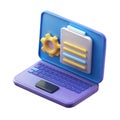 3D Icon of Laptop with Code Editor and File Management on Screen Isolated on White Background Royalty Free Stock Photo