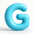 3D icon of Letter g in blue isolated on white background, a glossy and shiny render Royalty Free Stock Photo