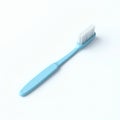 3d icon of light blue toothbrush with white bristles, isolated on white background Royalty Free Stock Photo