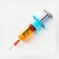 A 3D icon of a medical syringe with a white background Royalty Free Stock Photo