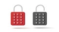 3d icon of padlock with code lock of buttons with numbers combination