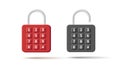 3d icon of padlock with code lock of buttons with numbers combination