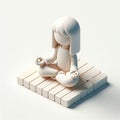 3D icon of a person meditating in isometric style on a white background Royalty Free Stock Photo
