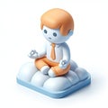 3D icon of a person meditating in isometric style on a white background Royalty Free Stock Photo