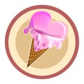 3D icon of pink heart icecream