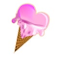 3D icon of pink heart icecream