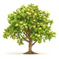 3d icon Pistachio tree, with pistachio nuts isolated on white background. 3d illustration