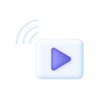 3d icon play wirh wave. Player concept button. Click, push the button, start, forward, record, stop audio or video. Royalty Free Stock Photo