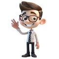 3d icon pointing with his hand businessman. Young smiling man in a tie cartoon character standing showing ok sign with fingers Royalty Free Stock Photo