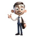 3d icon pointing with his hand businessman. Young smiling man in a tiecartoon character standing showing ok sign with fingers Royalty Free Stock Photo