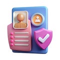 3 D icon profile user data security shield with checkmark image Royalty Free Stock Photo