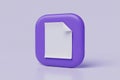3D Icon of a Purple Document Folder with a White Paper Sheet Royalty Free Stock Photo