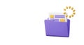 3D Icon of a Purple Folder with Documents and Loading Animation Royalty Free Stock Photo