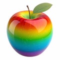 3D icon of a rainbow-colored apple Royalty Free Stock Photo