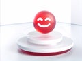3D icon of a red smiley face on a white background. AI generative. Royalty Free Stock Photo