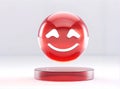 3D icon of a red smiley face on a white background. AI generative. Royalty Free Stock Photo