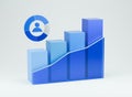 A 3D icon representing a business growth graph with a profile. Royalty Free Stock Photo