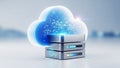 3D Cloud Computing Icon with Server Stack and Network Connections data storage Royalty Free Stock Photo