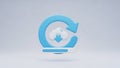 3D Cloud Download Icon with Refresh Arrow and Progress Bar on Light Blue Background data Royalty Free Stock Photo