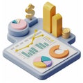 3D icon representing financial cash flow statement on white background Royalty Free Stock Photo