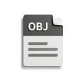3D icon representing an OBJ file format on a white background OBJ file 3D model Royalty Free Stock Photo