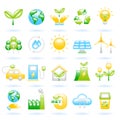 3D Icon Set of Ecology Sustainability Environment Eco Friendly Green Energy Concept. Glossy Glass Plastic Color. Cute Realistic Royalty Free Stock Photo