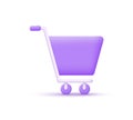 3d icon shopping cart isolated on white background. Online shopping concept Royalty Free Stock Photo