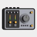 3D icon of sound card audio interface in classy gray black color