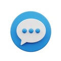 3D Icon of a Speech Bubble with Three Dots on a Blue Circle Background chat message Royalty Free Stock Photo