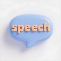3d icon speech text in orange letters inside blue speech bubble isolated on white background autism ADHD neurodiversity AI Royalty Free Stock Photo