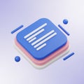 3D Icon of Stacked Documents with Text Lines and Spheres paper Royalty Free Stock Photo