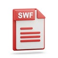 3D Icon of SWF File Format Document with Red Border and Lines image photo Royalty Free Stock Photo