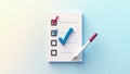 A 3D icon of a task checklist with floating checkmarks, minimalist design, productivity theme
