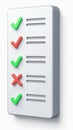 A 3D icon of a task checklist with floating checkmarks, minimalist design, productivity theme