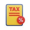 3D Icon of a Tax Document with a Percentage Symbol form paper Royalty Free Stock Photo