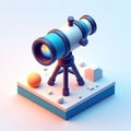 3D icon of a telescope and a galaxy in isometric style on a white background Royalty Free Stock Photo