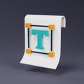 3D Icon of Text File Icon for Digital Design. 3D Render