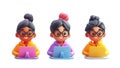 3d icon woman programmers collaborating, typing code on laptops, representing diversity and professional teamwork with bright