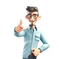 3d icon thumb up Ok sign and gesture language concept. Young smiling man cartoon character standing showing ok sign with fingers