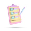 3d icon of to do list concept or notes Royalty Free Stock Photo