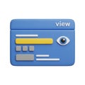 3D Icon of a User Interface Window with Eye Symbol and Text user experience Royalty Free Stock Photo