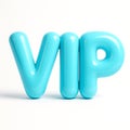 3D icon of Vip letters isolated on white background in glossy blue, modern and minimal Royalty Free Stock Photo