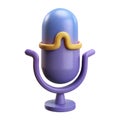 3D Icon of Voice Assistant Microphone with Waveform Isolated on White Background